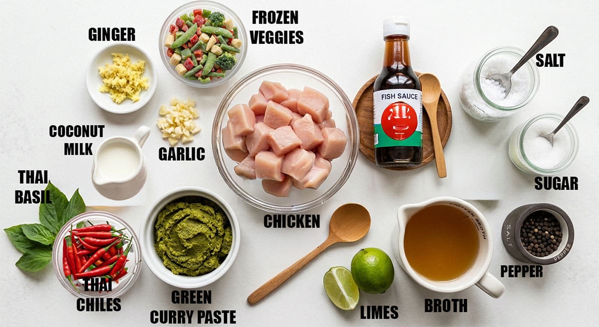 Ingredients for recipe on white background. 