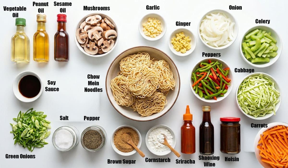 Ingredients for recipe on white background.